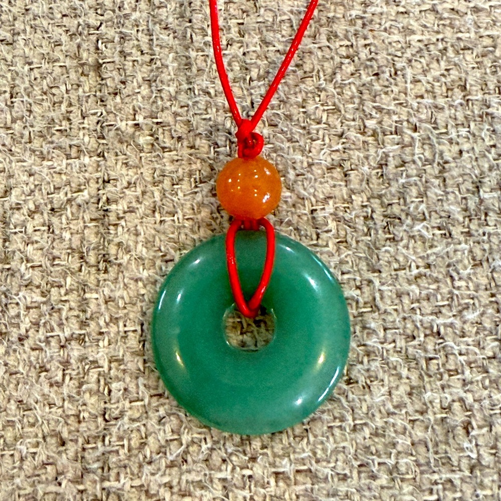 Handmade Green and Orange Jade  Pendant Necklace